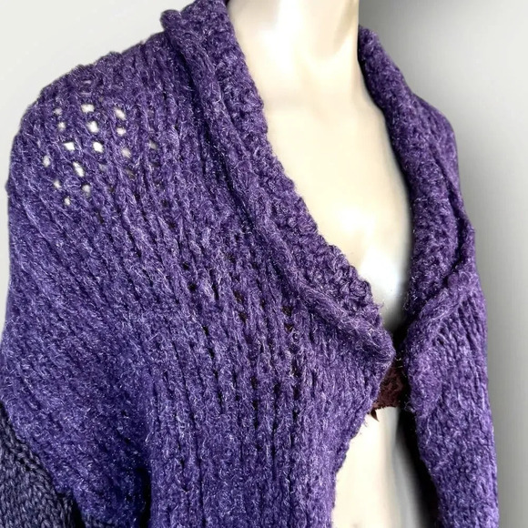 Helen Welsh Vintage Mohair Wool Blend High Side Slit Open Cardigan Size M Purple - Picture 6 of 16